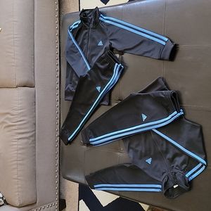 Boys Black w/ Light Blue Stripes Adidas Track Suit